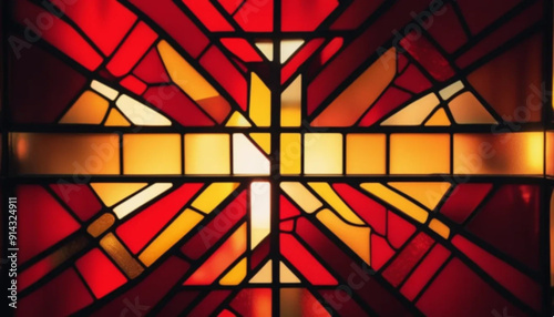 Yellow and red stained glass as a background 