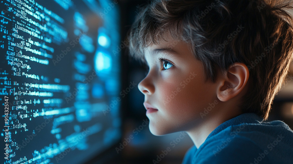 Boy focused on a computer screen These tools leverage large language models and machine learning to analyze and suggest code