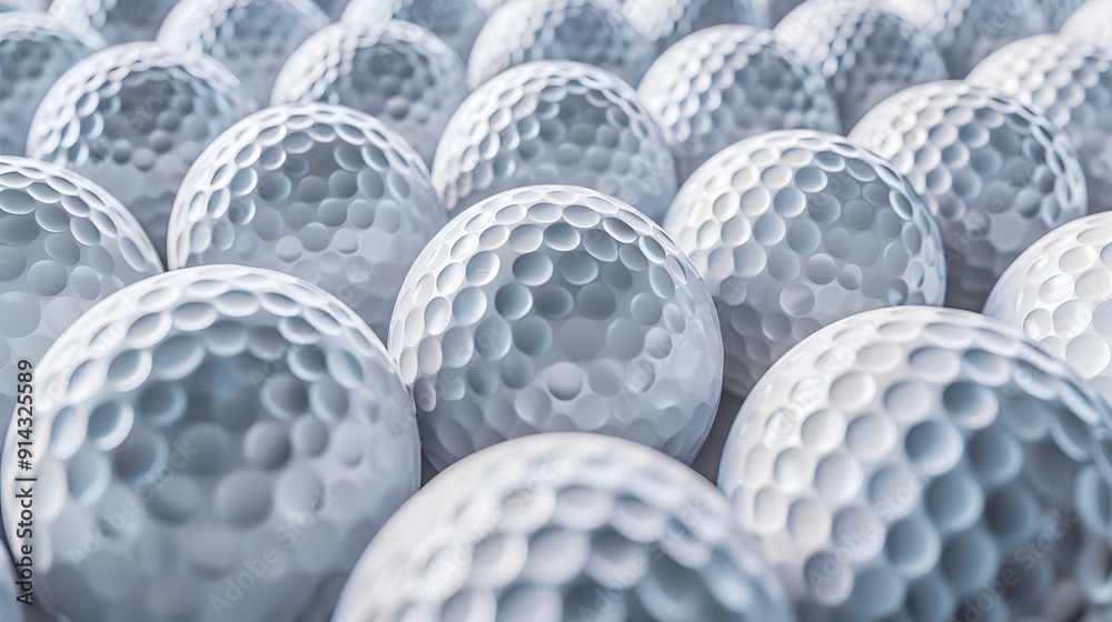 A row of golf balls with a white center and black outer ring A row of golf balls with a white center and black outer ring