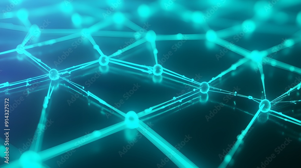 Fototapeta premium Abstract digital network background with connecting lines and spheres, illustrating futuristic technology and data transfer.