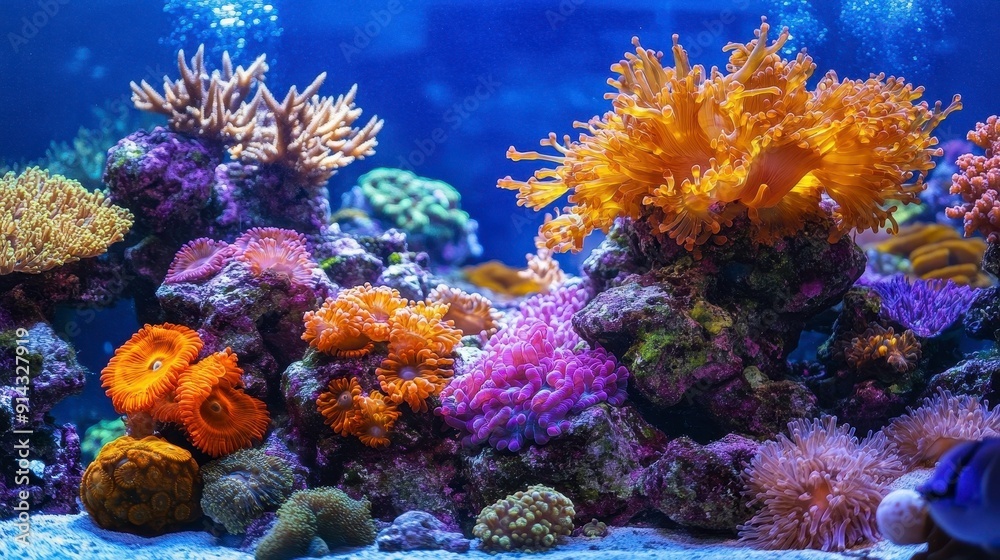 Obraz premium Vibrant coral reef with diverse marine life, high quality