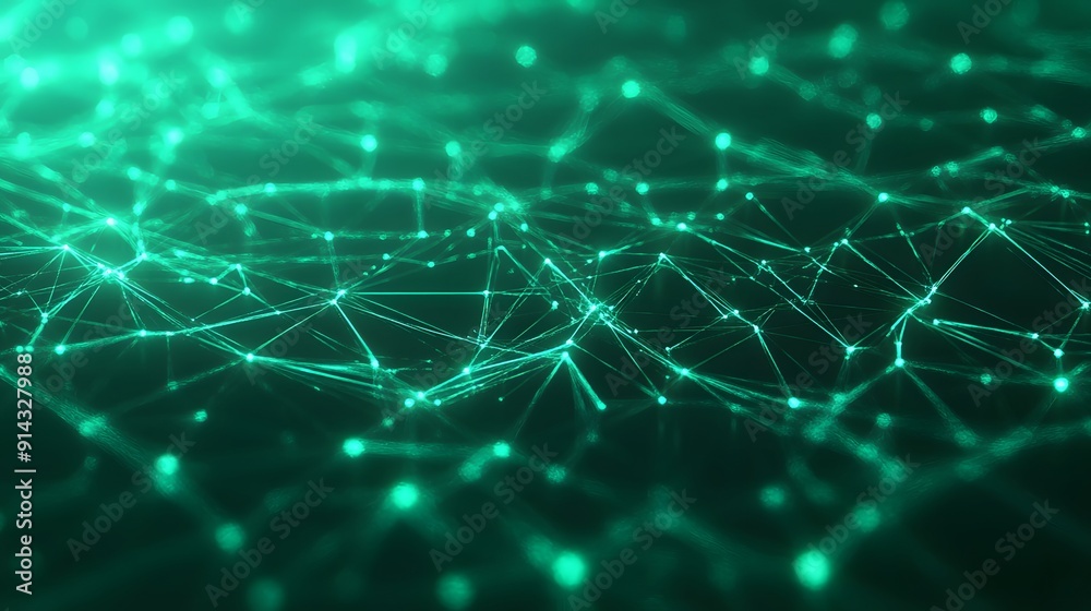 Fototapeta premium Abstract digital network connections with glowing points and lines, resembling a futuristic technological mesh.