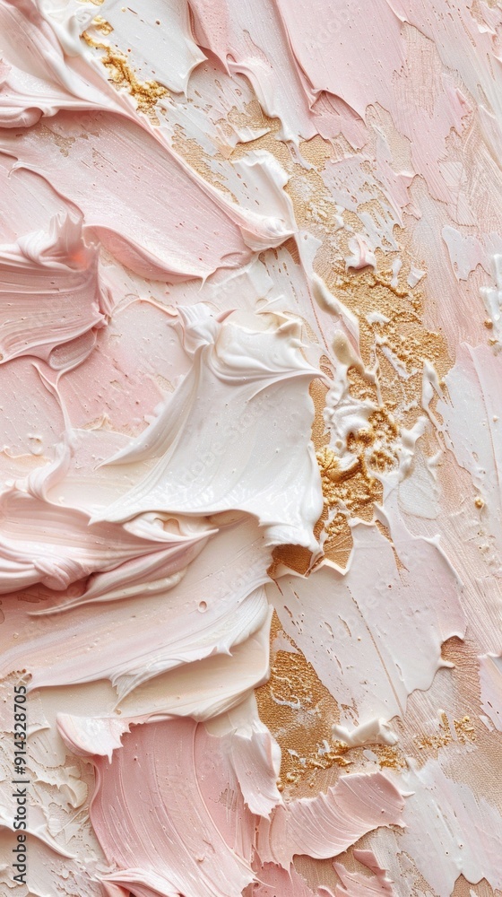 A painting of a pink and gold background with a white brush stroke A painting of a pink and gold background with a white brush stroke