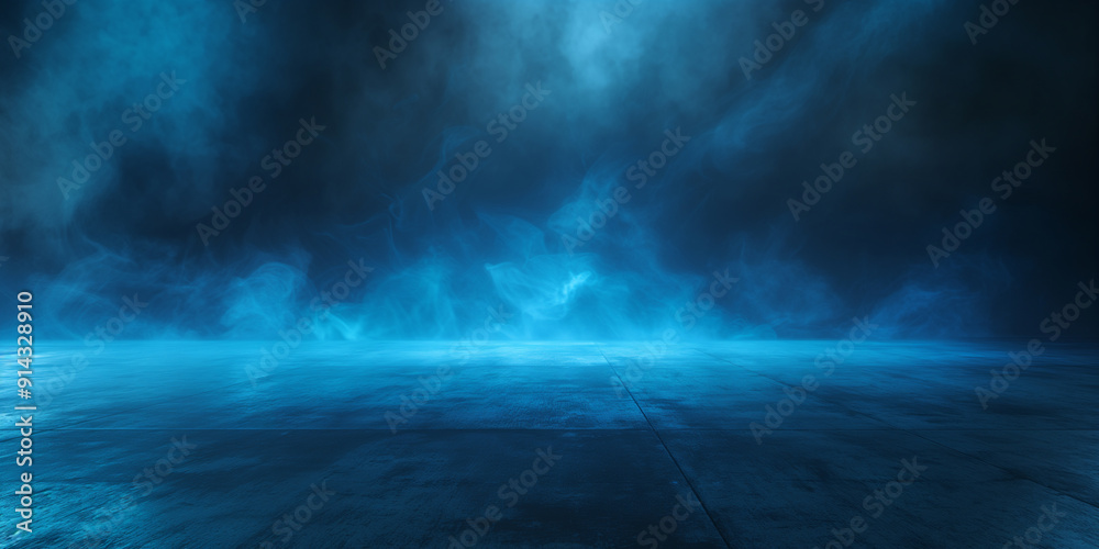 Abstract blue background with empty street scene, Studio room with smoke and concrete floor texture for product display.
Abstract blue background with empty street scene, Studio room with smoke and concrete floor texture for product display.