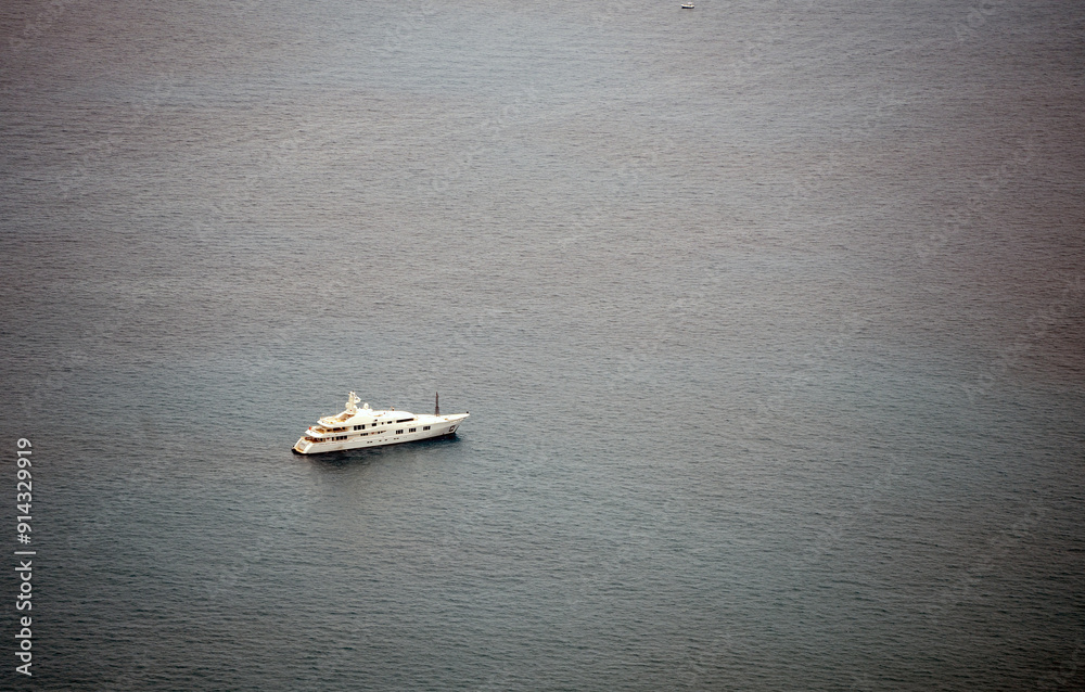 Luxury Yacht Sailing in the Serene Open Sea, Italy, Europe