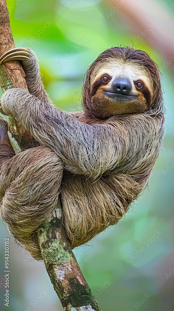 Content sloth hugging tree branch Content sloth hugging tree branch