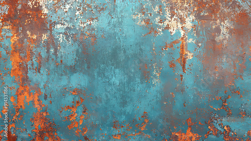 Rusty Metal Surface with Peeling orange Paint photo