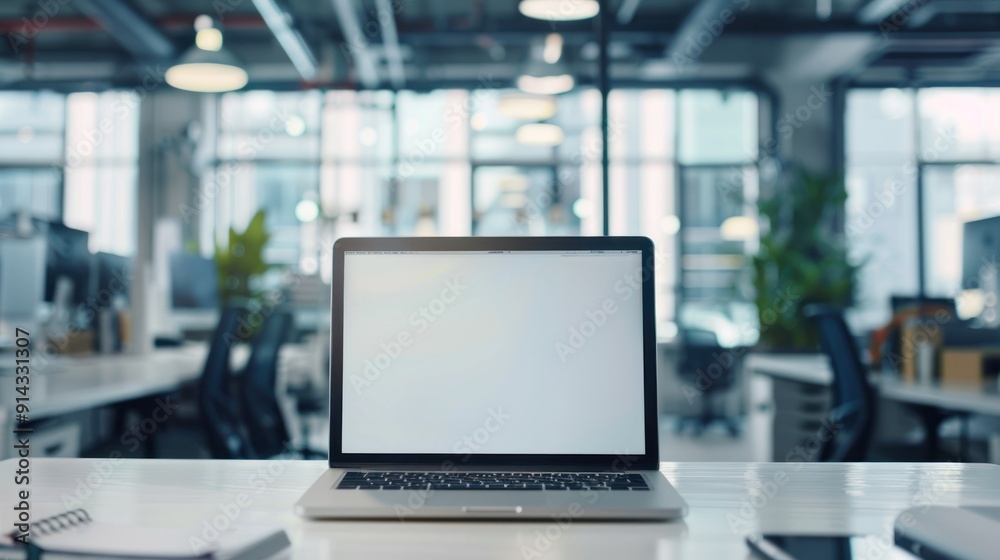 Laptop screen in a busy office environment. Laptop screen in a busy office environment.
