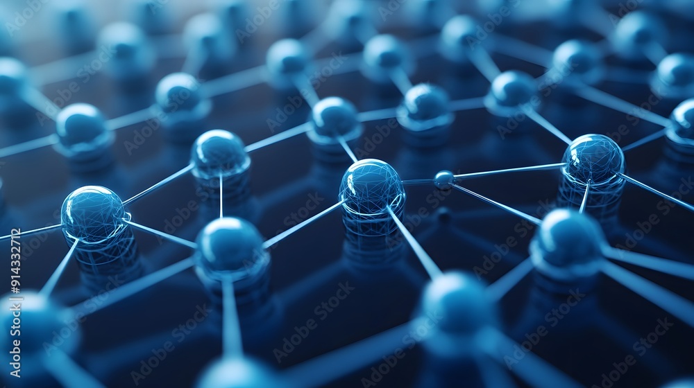 Abstract image of molecular structure showing interconnected nodes and links, representing scientific and technological concepts. Abstract image of molecular structure showing interconnected nodes and links, representing scientific and technological concepts.