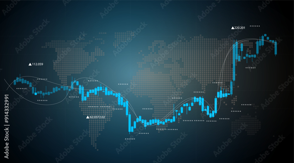 Economic graph with diagrams on the stock market, for business and financial concepts and reports. Abstract blue background vector Economic graph with diagrams on the stock market, for business and financial concepts and reports. Abstract blue background vector