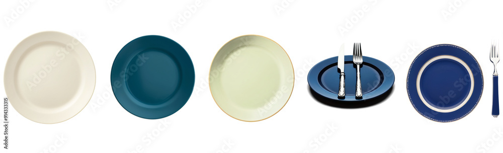 Ceramic plate on white transparent background top view Ceramic plate on white transparent background top view