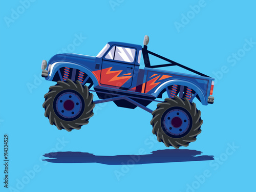 Vintage toy hot rod monster truck car. Vector illustration in flat design.
