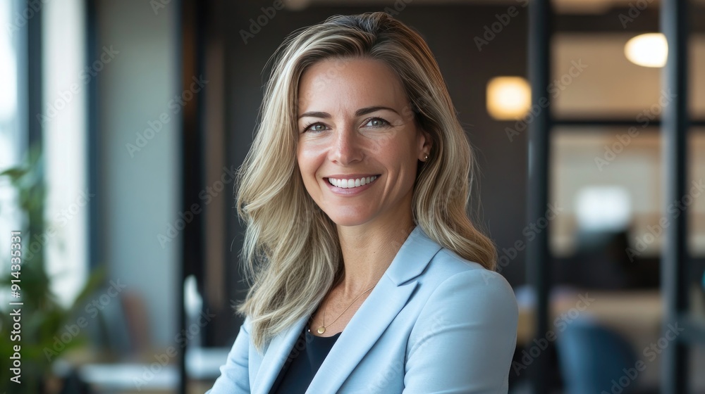 Portrait of a Smiling Woman in a Blue Blazer Portrait of a Smiling Woman in a Blue Blazer