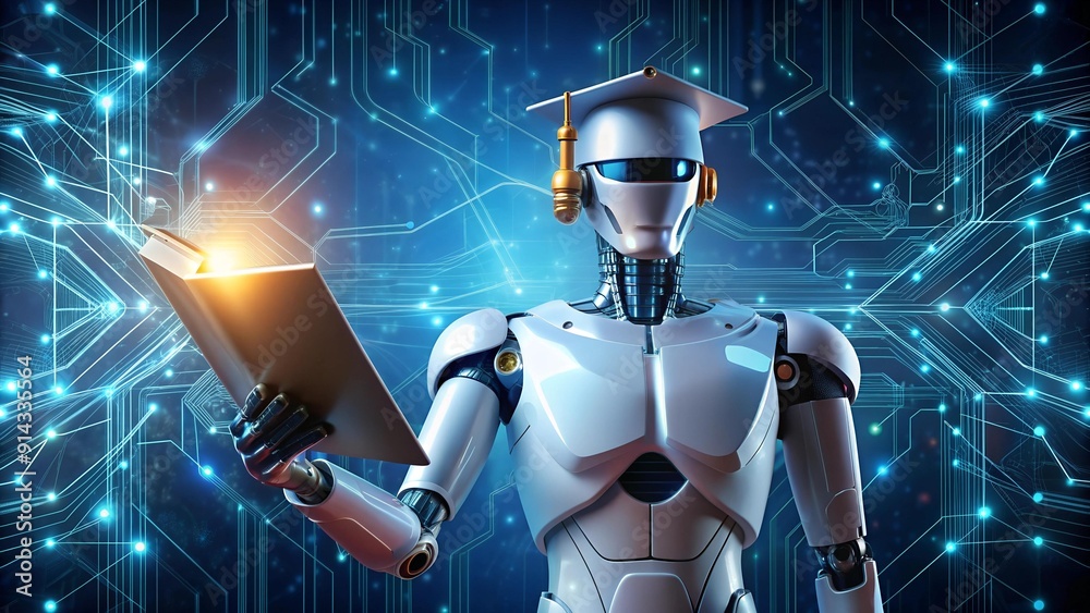 Fototapeta premium A Symphony of Circuits: The Robot's Journey to AI Mastery AI generated