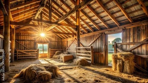 A Glimpse into a Timeworn Stable with Natural Light Streaming In  generative AI photo