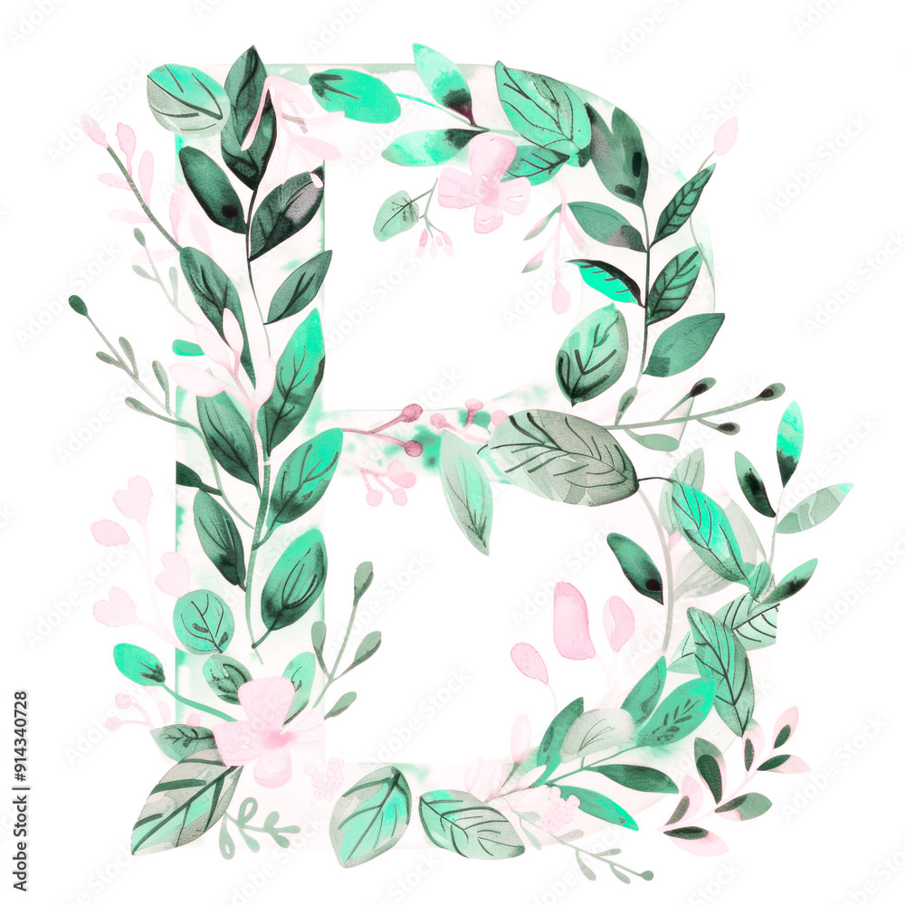Watercolor Alphabet Letter B with Leaves and Flowers. Birthday, Vintage Wedding Poster Font. Summer Ornament. Exotic Floral ABC Card. Initial Monogram B Painted in Watercolour Isolated on White. Watercolor Alphabet Letter B with Leaves and Flowers. Birthday, Vintage Wedding Poster Font. Summer Ornament. Exotic Floral ABC Card. Initial Monogram B Painted in Watercolour Isolated on White.