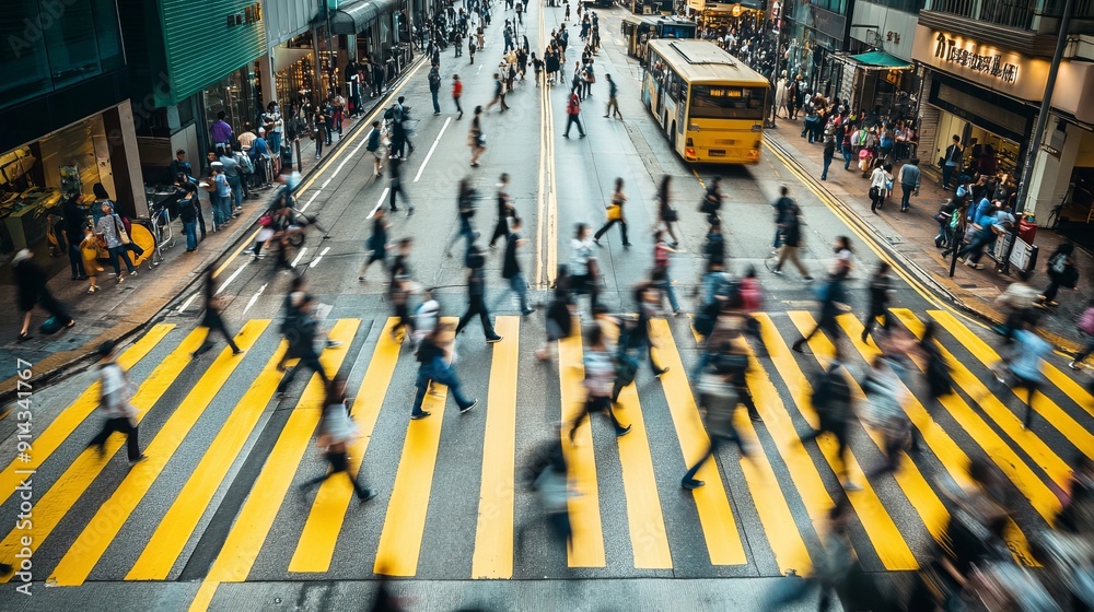 Obraz premium Pedestrians crossing Nathan Road in Hong Kong, China