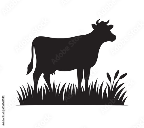 Cow silhouette vector image. Cow animal silhouette Vector image.