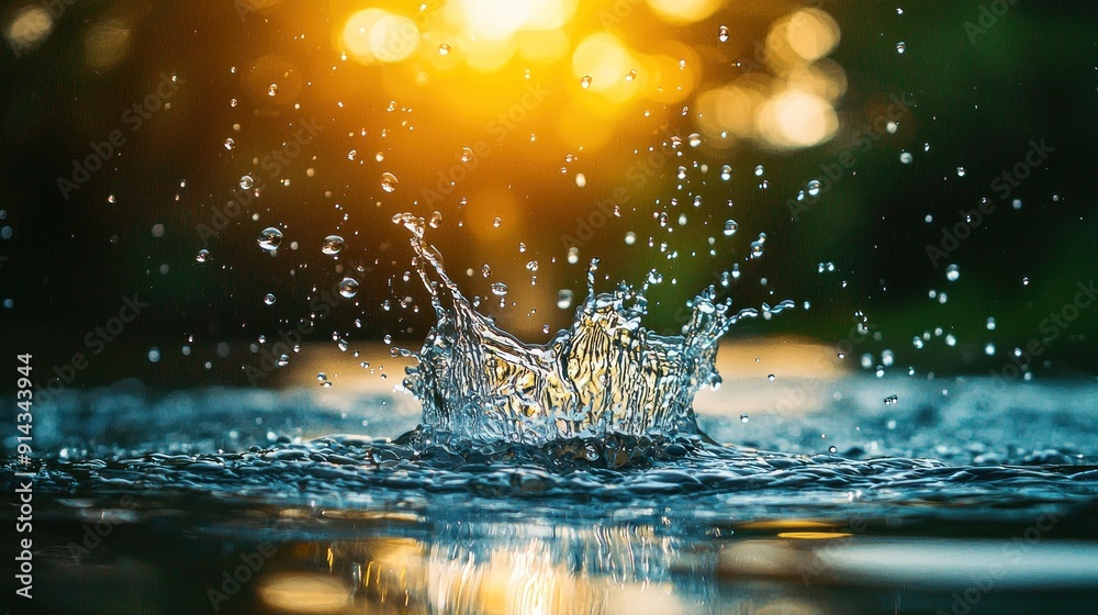 Close-up of water droplets splashing in nature. Close-up of water droplets splashing in nature.