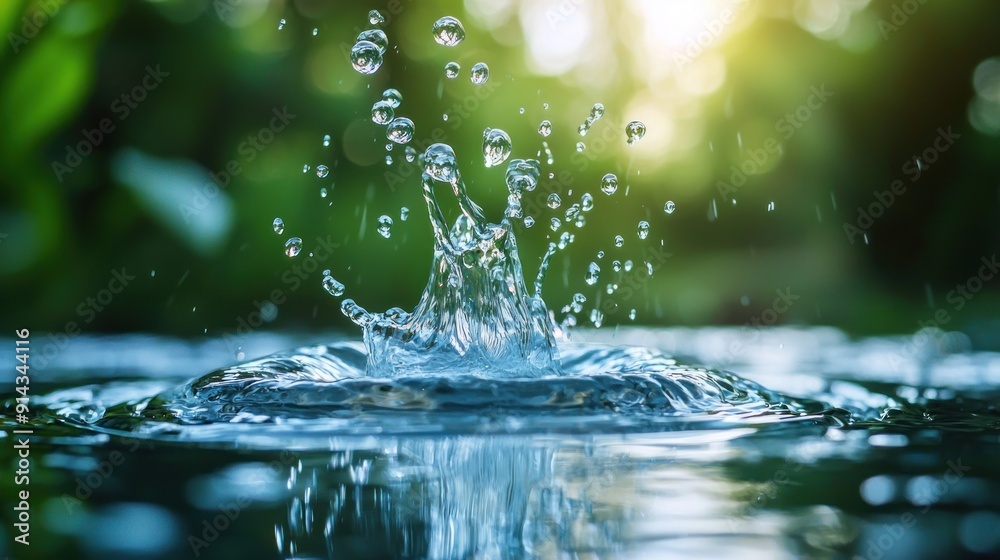 Close-up of water droplets splashing in nature. Close-up of water droplets splashing in nature.