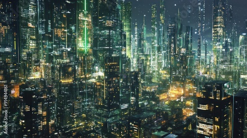 Cyberpunk Cityscape - Neon Lights and Futuristic Architecture