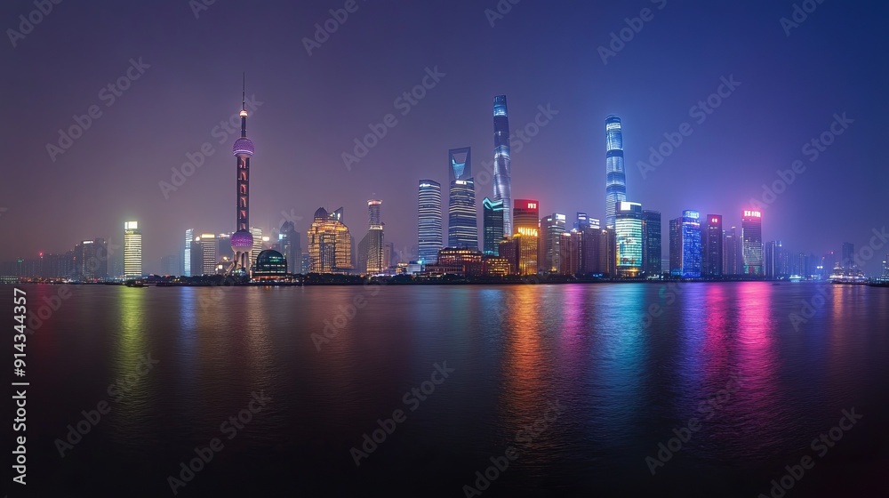 Fototapeta premium Shanghai beautiful skyline at night