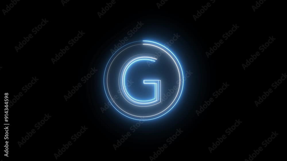 Abstract Bright Neon Letter Icon Animation and Neon Light alphabet Symbol on Black Background. Abstract Bright Neon Letter Icon Animation and Neon Light alphabet Symbol on Black Background.