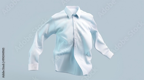 A white shirt with a blue tie and a blue shirt, featuring various clothing tags like fashion, suit, and textile
