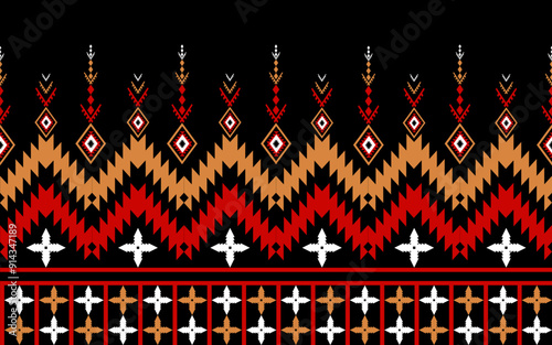 Geometric ethnic oriental seamless pattern traditional design for background, carpet, wallpaper, clothing, wrapping, batik, fabric, vector. illustustration, embroidery.