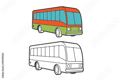 Bus vector illustration art design. Bus icon, Bus side icon vector. black and colorfully bus  