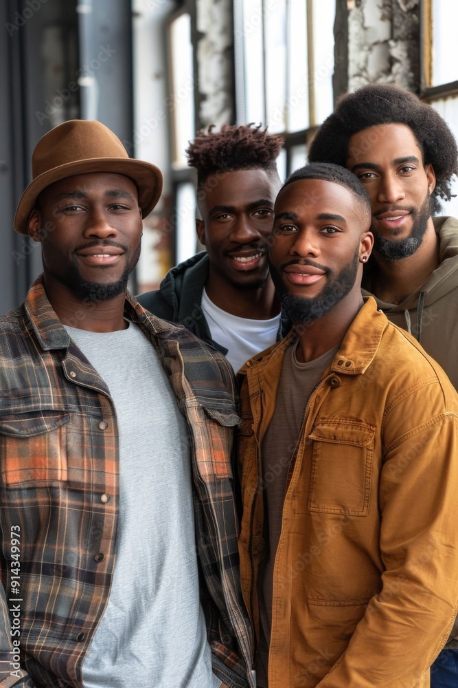 Group of Joyful African American Friends Posing Together Indoors Group of Joyful African American Friends Posing Together Indoors