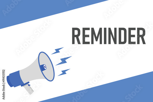 reminder button, banner, label, template for website. reminder text with colorful megaphone icon
