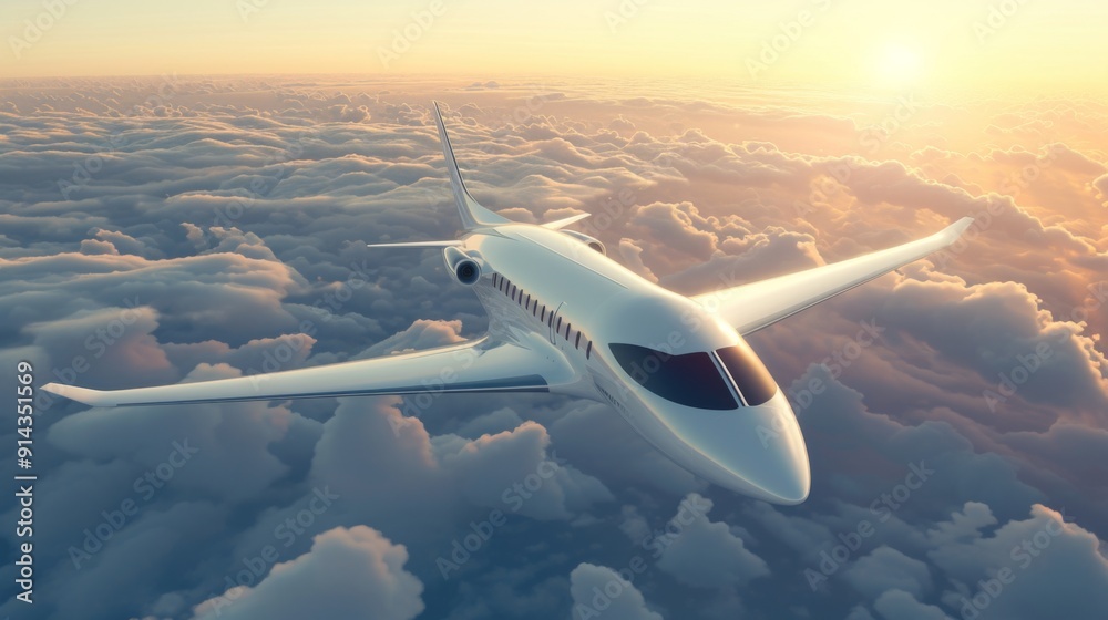 Fototapeta premium Modern airplane design that emphasizes fuel efficiency