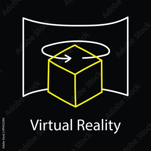 Immersive Virtual Reality Technology hand drawn Icon.