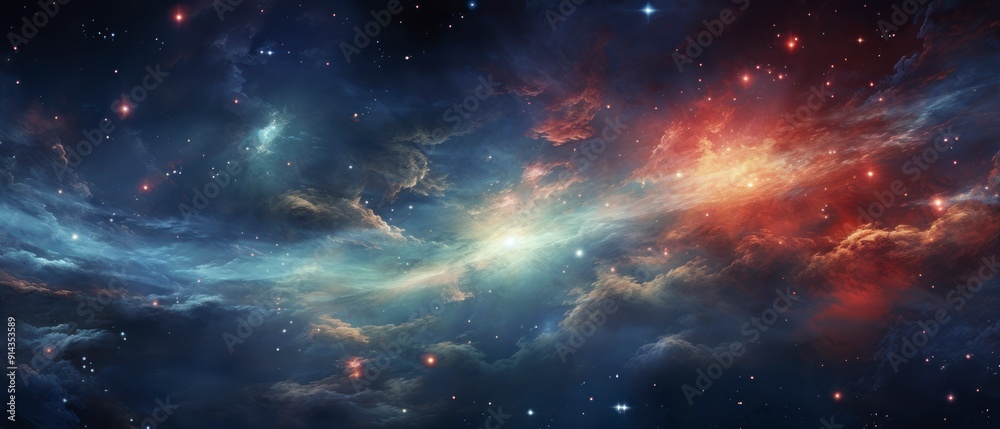 Fototapeta premium Night sky with stars and nebula. Space background.