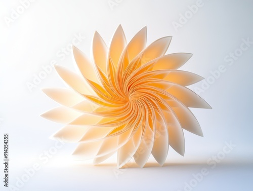 Elegant spiral paper sculpture in soft light displaying whimsical artistry