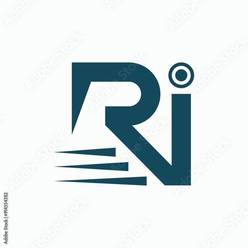 RI or IR Lettermark logo design vector template
