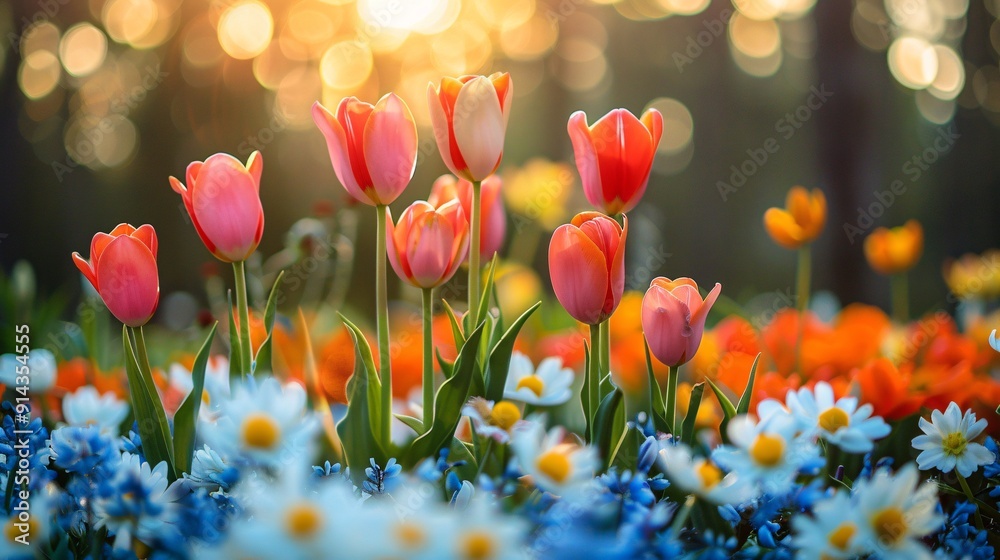 Close-up view of a colorful flower garden Close-up view of a colorful flower garden