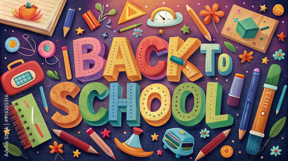 Back To School Typography and Welcome Back To School Text Illustration