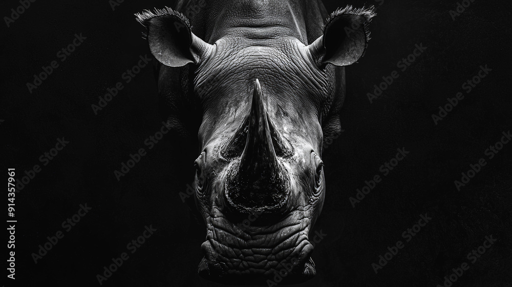 Intense Rhino Portrait: A Study in Shadows. Generative AI Intense Rhino Portrait: A Study in Shadows. Generative AI