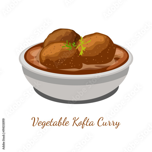 Vegetable kofta curry dish art illustration design vector