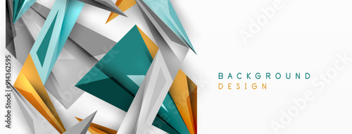 Minimal geometric abstract background. Low poly dynamic triangle design. Trendy techno business template for wallpaper, banner, background or landing