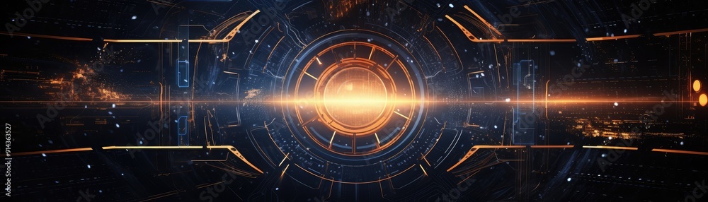 Obraz premium Futuristic tech elements with bright connections, high-tech design