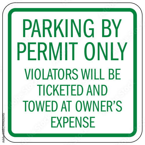 Canvas Print Parking permit signs Violators will be towed away at vehicle owner's expense