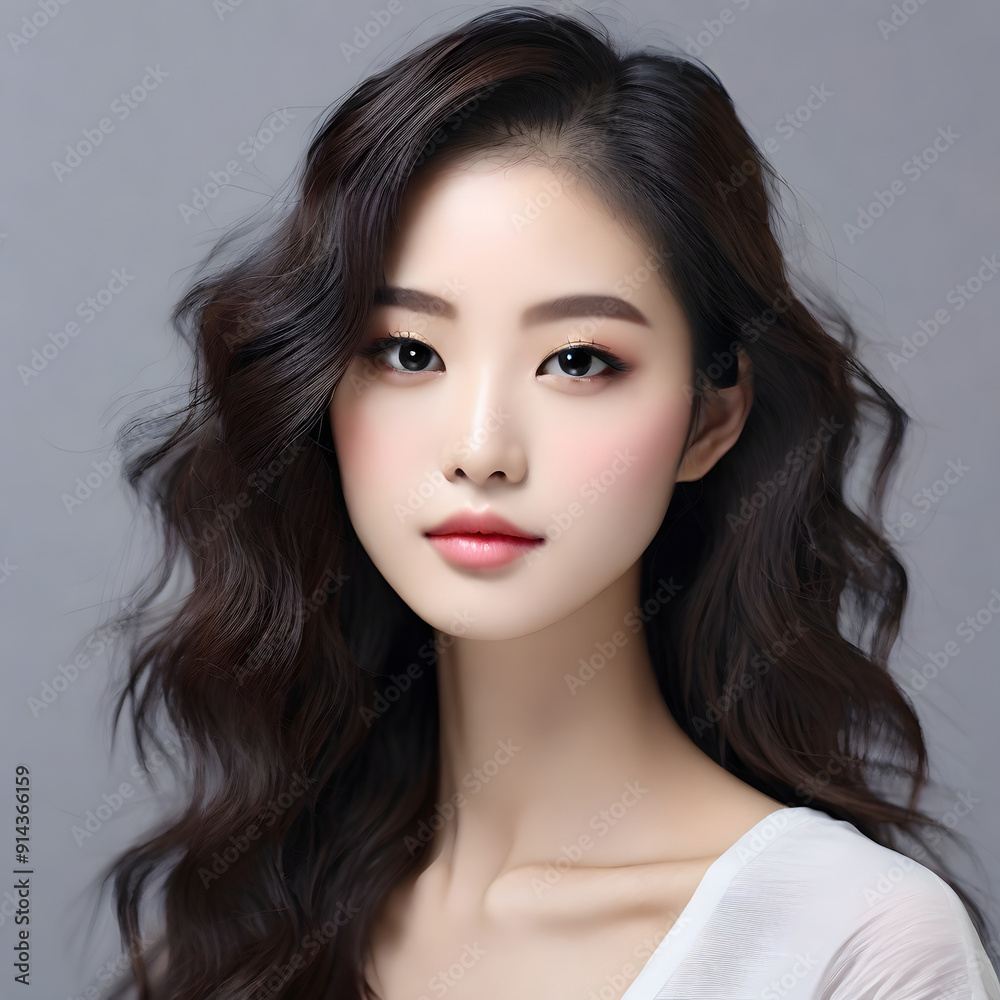 custom made wallpaper toronto digitalClose-up portrait of a beautiful Young Asian woman happy and smiling with healthy and perfect skin.