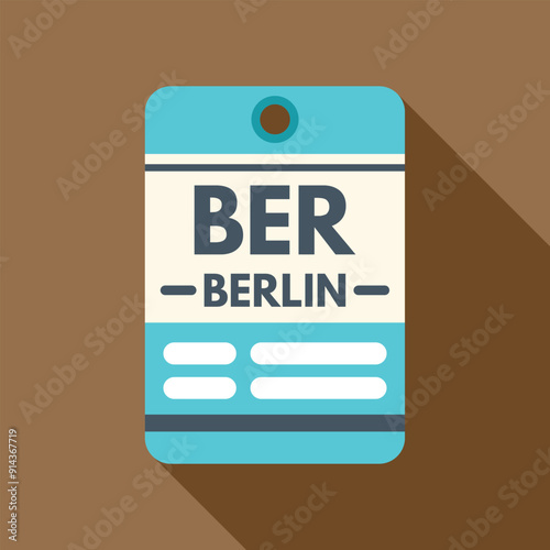 Luggage tag featuring the ber airport code for berlin, germany, symbolizing tourism and international travel