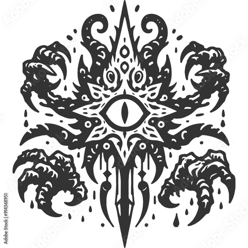 Omnipresent Menace Vintage Illustration Vector