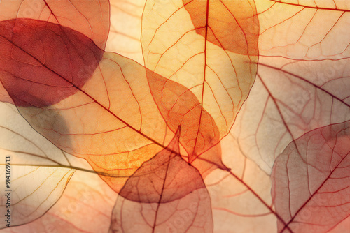 Overlaping autumn leaves background.