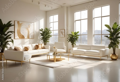 Wallpaper Mural White and gold theme interior modern minimalism photo realism neww Style 3d Paints Doodle Illustration Deep View High Results 4k HD Torontodigital.ca