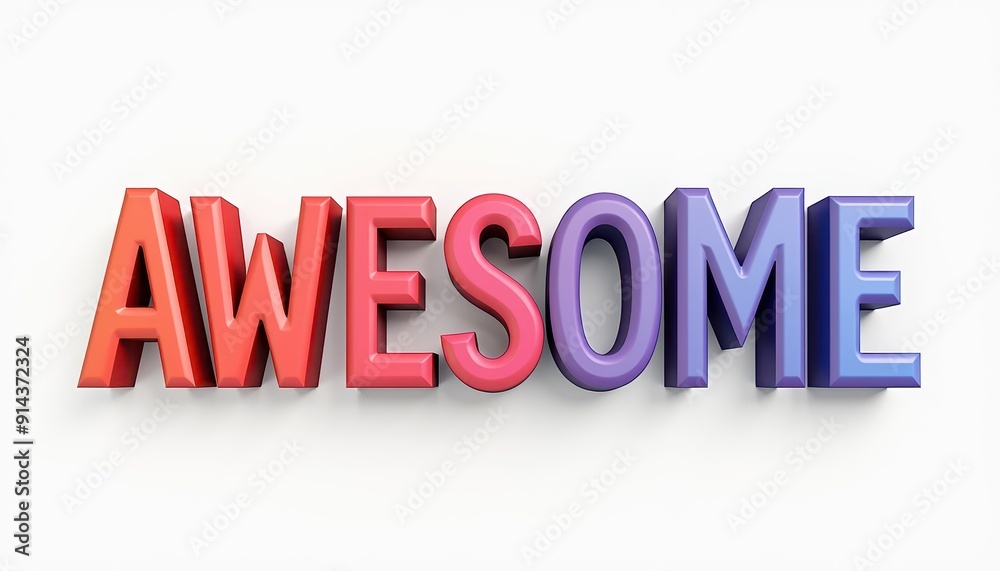 AWESOME 3D text typography design. Trendy clean three dimensional lettering illustration. AWESOME 3D text typography design. Trendy clean three dimensional lettering illustration.